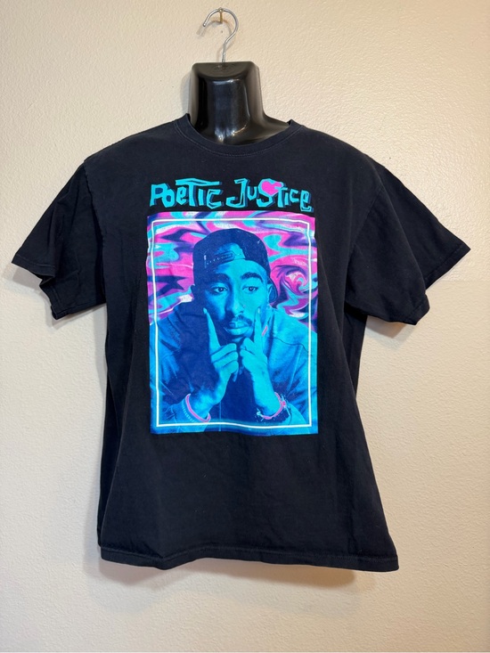 Chemistry Tops - Black 'Poetic Justice' Graphic T-Shirt - Black with Teal & Pink
